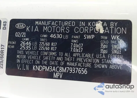 2021 Kia Sportage Lx from USA, damaged, VIN KNDPM3AC8M7937656